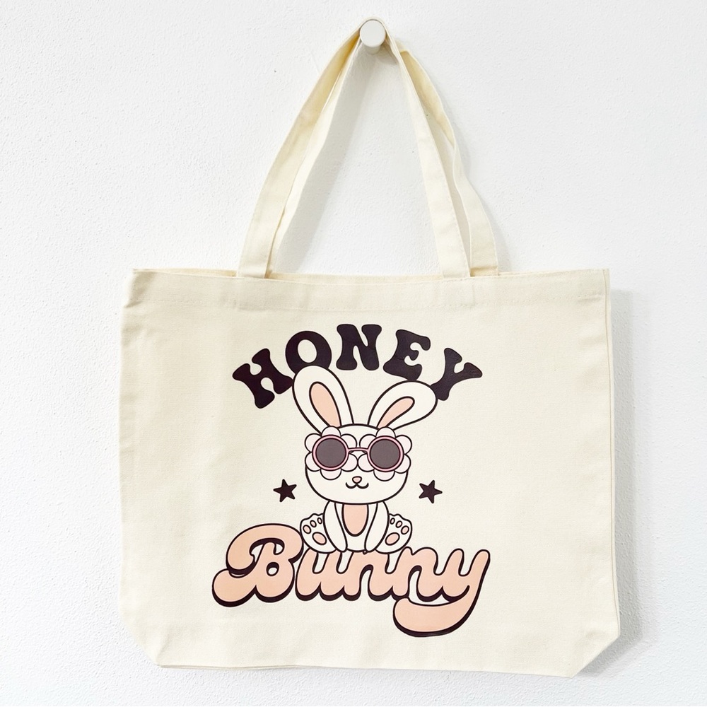 Honey Bunny Retro Graphic Canvas Tote Bag
